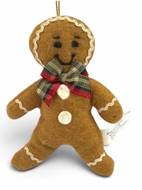 Vintage Bearington Collection Felt Gingerbread Man Plush Ornament Holiday Trim